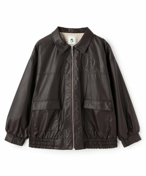 pom ponette junior / ポンポネット ジュニア ブルゾン | 【家庭洗濯可】合皮ブルゾン(茶)