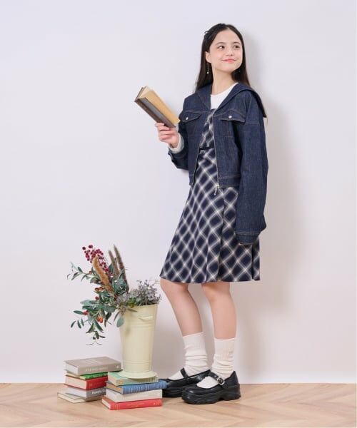 pom ponette junior / ポンポネット ジュニア ミニ丈・ひざ丈ワンピース | 【インナーセット】チェックキャミワンピース | 詳細18