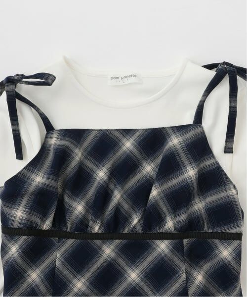 pom ponette junior / ポンポネット ジュニア ミニ丈・ひざ丈ワンピース | 【インナーセット】チェックキャミワンピース | 詳細3