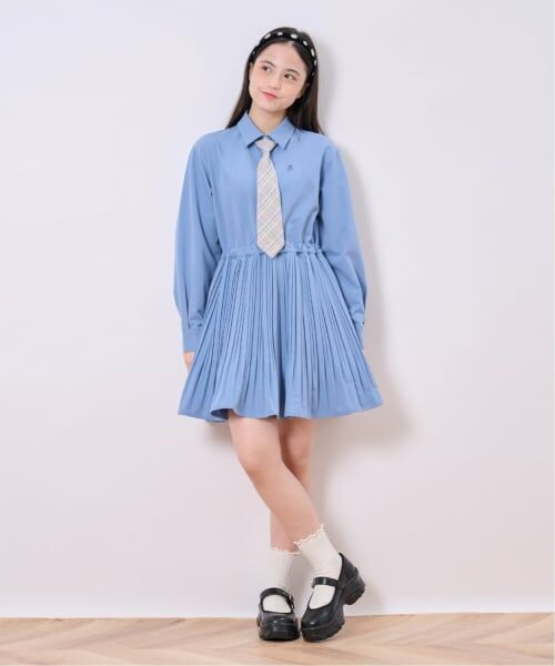 pom ponette junior / ポンポネット ジュニア ミニ丈・ひざ丈ワンピース | 【セットアイテム】プリーツシャツワンピ＋ニットベストセット | 詳細15