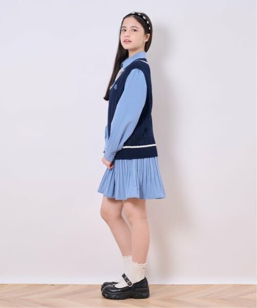 pom ponette junior / ポンポネット ジュニア ミニ丈・ひざ丈ワンピース | 【セットアイテム】プリーツシャツワンピ＋ニットベストセット | 詳細18