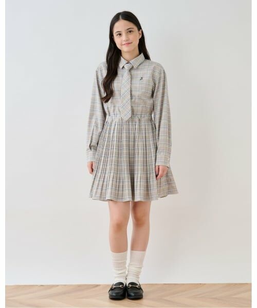 pom ponette junior / ポンポネット ジュニア ミニ丈・ひざ丈ワンピース | 【セットアイテム】プリーツシャツワンピ＋ニットベストセット | 詳細19