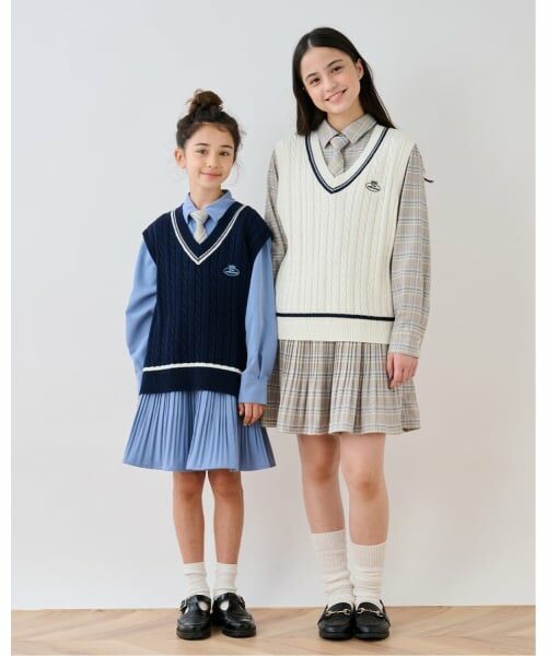 pom ponette junior / ポンポネット ジュニア ミニ丈・ひざ丈ワンピース | 【セットアイテム】プリーツシャツワンピ＋ニットベストセット | 詳細20