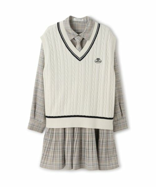 pom ponette junior / ポンポネット ジュニア ミニ丈・ひざ丈ワンピース | 【セットアイテム】プリーツシャツワンピ＋ニットベストセット | 詳細21