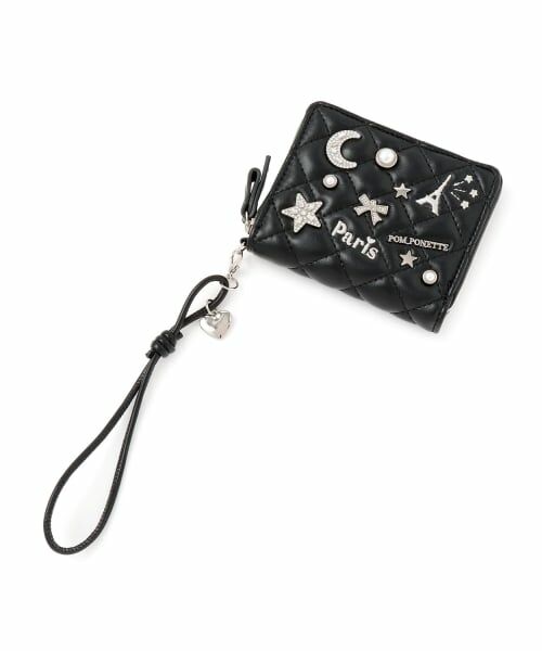 pom ponette junior / ポンポネット ジュニア 財布・コインケース・マネークリップ | ビジューミニウォレット（黒）