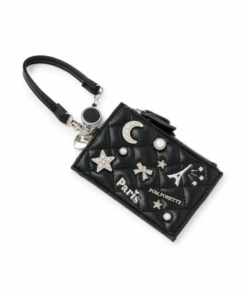 pom ponette junior / ポンポネット ジュニア カードケース・名刺入れ・定期入れ | ビジューマルチパスケース（黒）