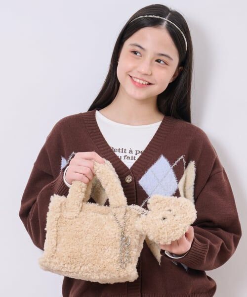 pom ponette junior / ポンポネット ジュニア ショルダーバッグ | チャームつきボアショルダーバッグ（アイボリー）