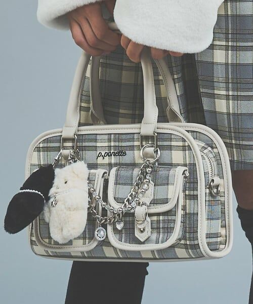 pom ponette junior / ポンポネット ジュニア ボストンバッグ | 配色ボストンバッグ（アイボリー）