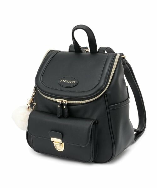 pom ponette junior / ポンポネット ジュニア リュック・バックパック | チャームつきバケツ型リュック（黒）