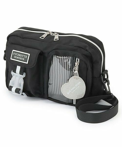 pom ponette junior / ポンポネット ジュニア ショルダーバッグ | チャームつきカジュアルショルダー（黒）