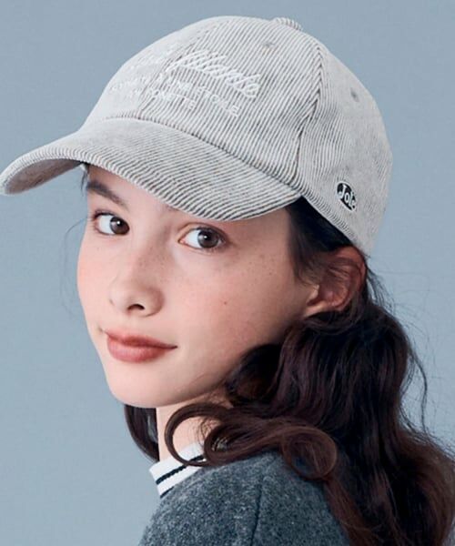 pom ponette junior / ポンポネット ジュニア キャップ | コーデュロイロゴ刺しゅうキャップ（ベージュ）
