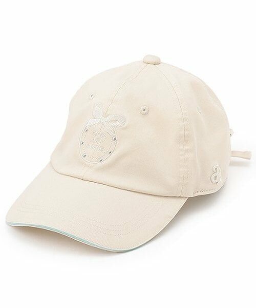 pom ponette junior / ポンポネット ジュニア キャップ | 【接触冷感/UVカット】リボン刺しゅうCAP（アイボリー）