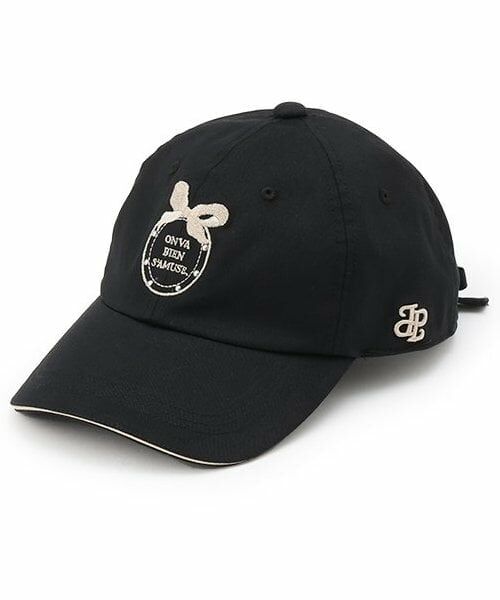 pom ponette junior / ポンポネット ジュニア キャップ | 【接触冷感/UVカット】リボン刺しゅうCAP（黒）