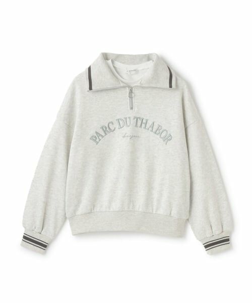 pom ponette junior / ポンポネット ジュニア スウェット | ハーフZIP+ロンTセット（シロ杢）