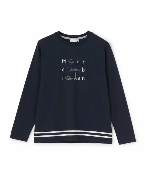 pom ponette junior / ポンポネット ジュニア Tシャツ | エッフェルロゴロングTシャツ（紺）