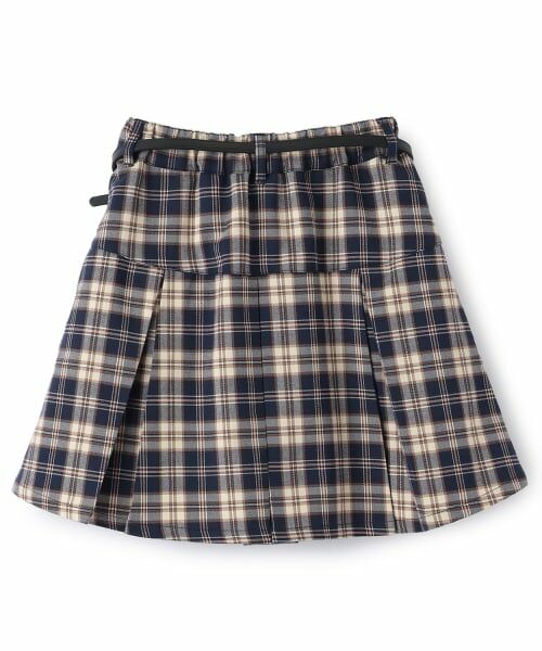 pom ponette junior / ポンポネット ジュニア ミニ・ひざ丈スカート | 【130cmあり】チェックボックスタックスカート×インパンセット | 詳細1