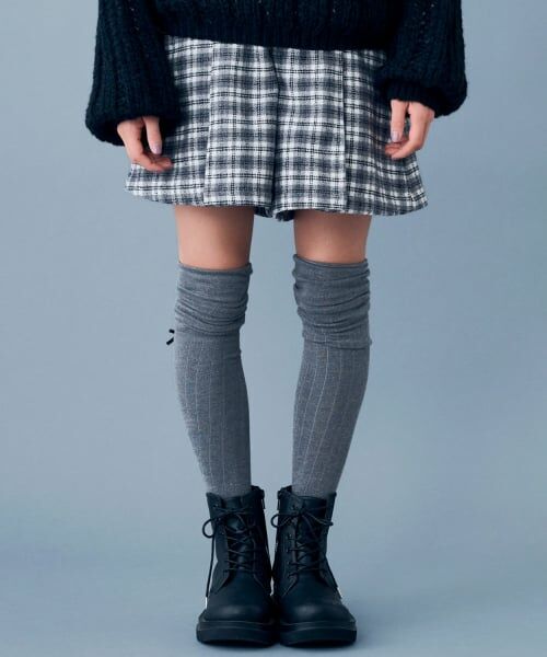 pom ponette junior / ポンポネット ジュニア ショート・ハーフ・半端丈パンツ | ボタンタックキュロット（グレー）