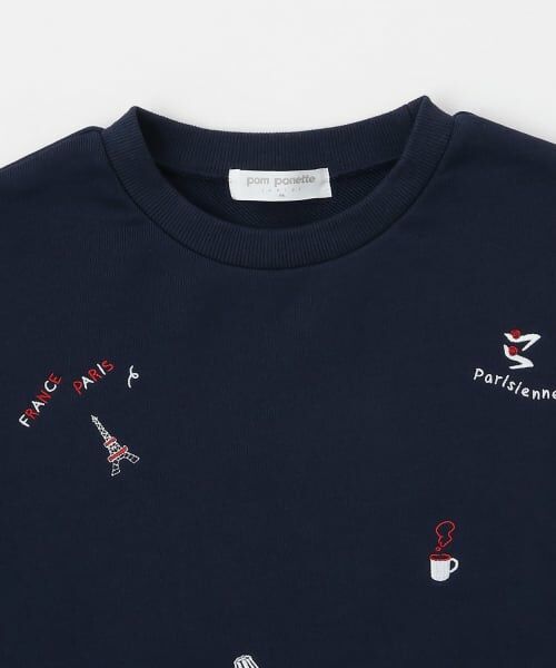 pom ponette junior / ポンポネット ジュニア スウェット | 【130cmあり】パリ柄刺しゅうプルオーバー | 詳細2