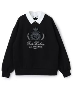 pom ponette junior / ポンポネット ジュニア スウェット | 衿つきエンブレム刺しゅうトップス