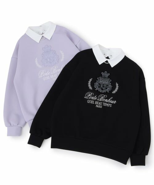 pom ponette junior / ポンポネット ジュニア スウェット | 衿つきエンブレム刺しゅうトップス | 詳細8