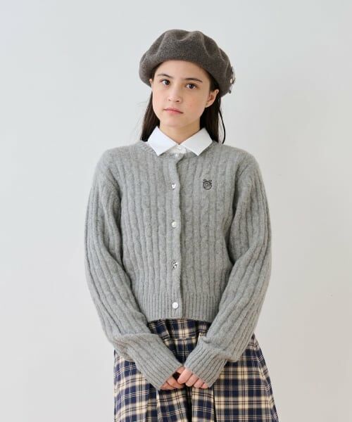 pom ponette junior / ポンポネット ジュニア ニット・セーター | 多釦カーデ＋シャツセット（グレー）