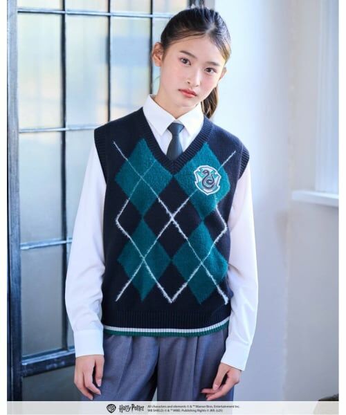 pom ponette junior / ポンポネット ジュニア ニット・セーター | 【130cmあり】【Harry Potter】アーガイルニットベストセット（グリーン）