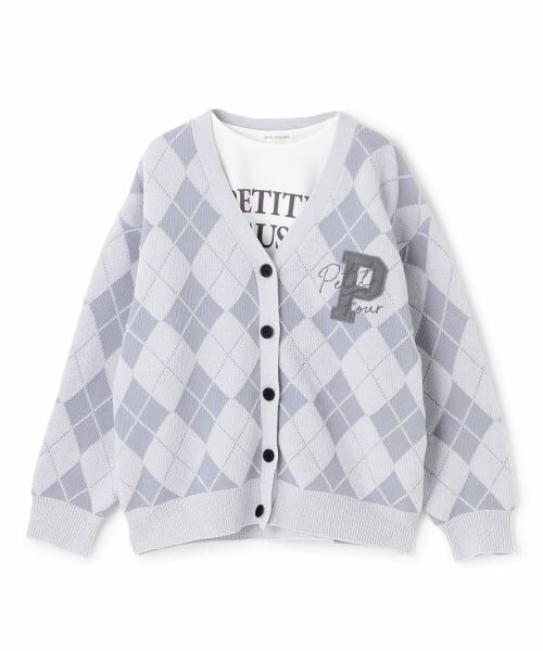 pom ponette junior / ポンポネット ジュニア カーディガン・ボレロ | ジャカードアーガイルカーディガン＆インナーセット（ラベンダー）