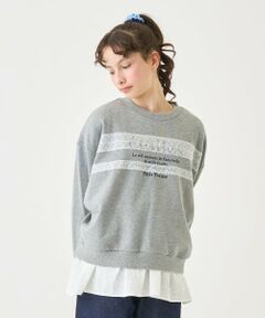 pom ponette junior / ポンポネット ジュニア スウェット | レース裏毛プルオーバー×ペプラムTシャツ