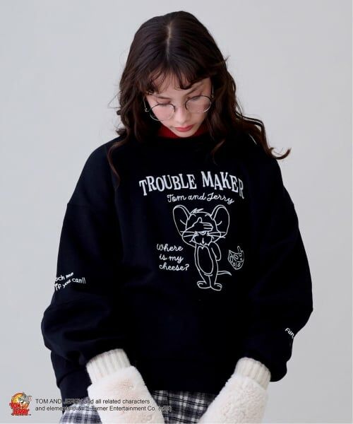 pom ponette junior / ポンポネット ジュニア スウェット | 【TOM and JERRY】裏毛プルオーバー（黒）