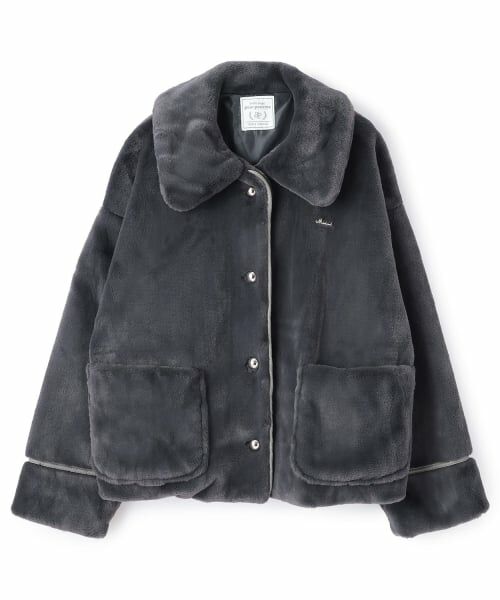 pom ponette junior / ポンポネット ジュニア ブルゾン | 【130cmあり】フェイクファーブルゾン（チャコール）