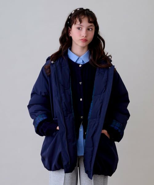 pom ponette junior / ポンポネット ジュニア その他アウター | 【はっ水】ファイバー中わたダッフルコート（紺）