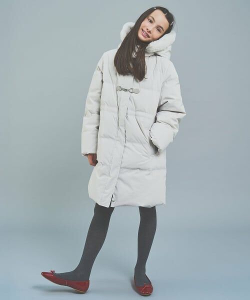 pom ponette junior / ポンポネット ジュニア その他アウター | 【130cmあり】【はっ水・家庭洗濯可】Aラインダウンコート（薄ベージュ）