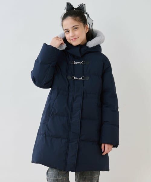 pom ponette junior / ポンポネット ジュニア その他アウター | 【130cmあり】【はっ水・家庭洗濯可】Aラインダウンコート（紺）