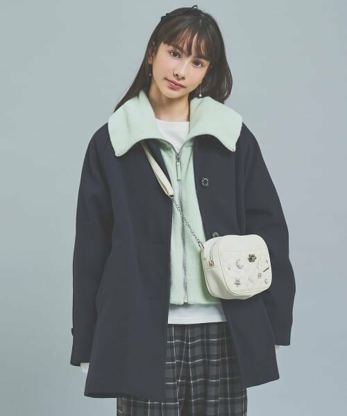 pom ponette junior / ポンポネット ジュニア その他アウター | 【130cmあり】【3WAY】ライナーつきステンカラーコート（紺）