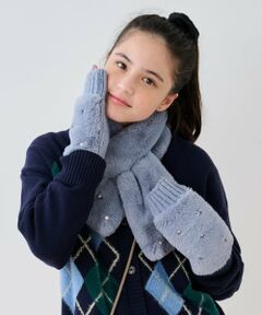 pom ponette junior / ポンポネット ジュニア マフラー・ショール・スヌード・ストール | パールつきフェイクファーティペット