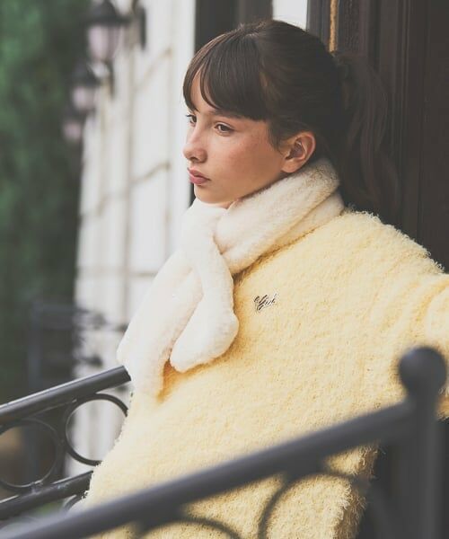 pom ponette junior / ポンポネット ジュニア マフラー・ショール・スヌード・ストール | パールつきフェイクファーティペット | 詳細10