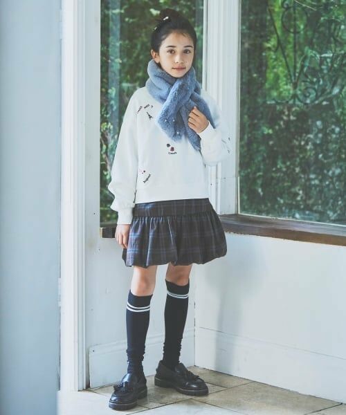 pom ponette junior / ポンポネット ジュニア マフラー・ショール・スヌード・ストール | パールつきフェイクファーティペット | 詳細11