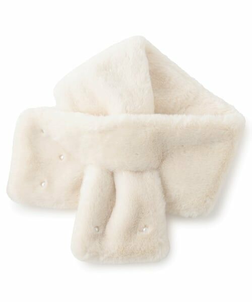 pom ponette junior / ポンポネット ジュニア マフラー・ショール・スヌード・ストール | パールつきフェイクファーティペット | 詳細5