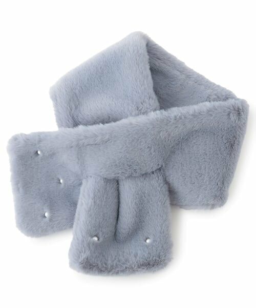 pom ponette junior / ポンポネット ジュニア マフラー・ショール・スヌード・ストール | パールつきフェイクファーティペット | 詳細6