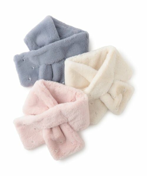 pom ponette junior / ポンポネット ジュニア マフラー・ショール・スヌード・ストール | パールつきフェイクファーティペット | 詳細17