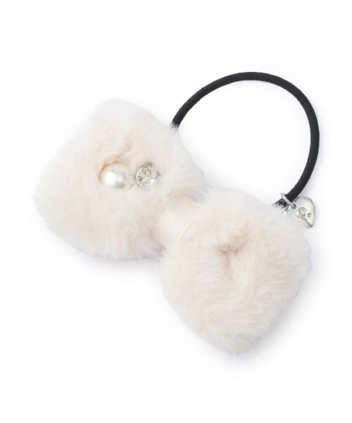 pom ponette junior / ポンポネット ジュニア ヘアゴム・シュシュ | ファーリボンヘアゴム（オフ ホワイト）