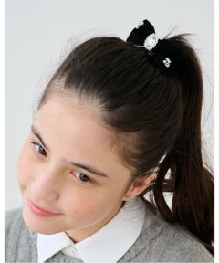 ビジューベロアリボンヘアゴム