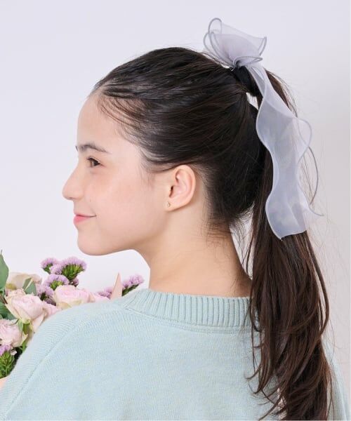 pom ponette junior / ポンポネット ジュニア ヘアゴム・シュシュ | シアーリボンヘアゴム（ライト グレー）