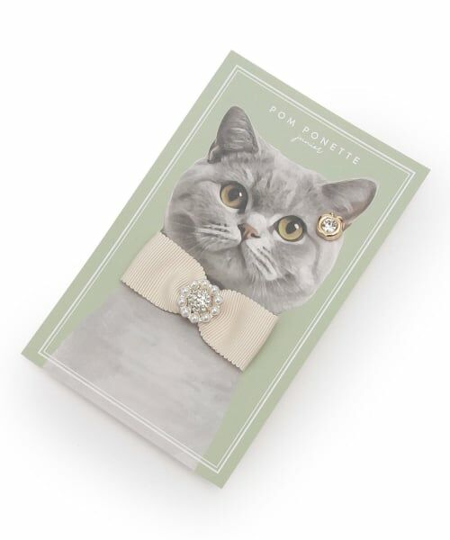 pom ponette junior / ポンポネット ジュニア ブローチ・コサージュ | ビジューリボンブローチ（アイボリー）