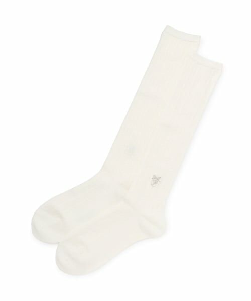 pom ponette junior / ポンポネット ジュニア ソックス | リボン刺しゅうハイソックス（オフ ホワイト）