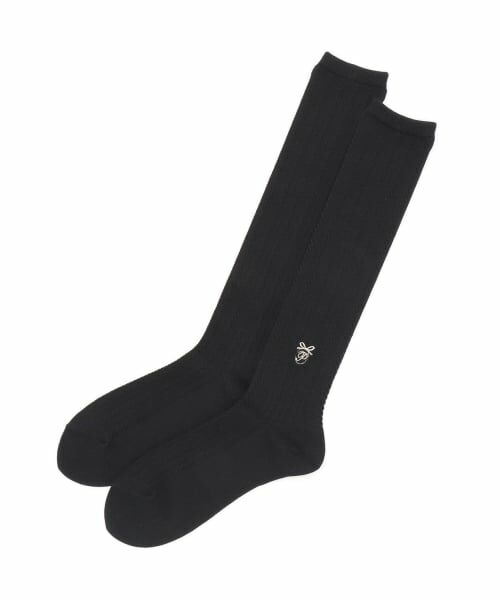 pom ponette junior / ポンポネット ジュニア ソックス | リボン刺しゅうハイソックス（黒）