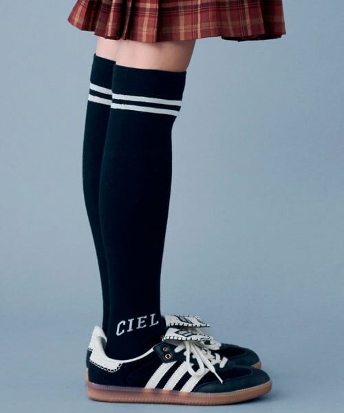 pom ponette junior / ポンポネット ジュニア ソックス | ライン入りCIELニーハイソックス（黒）