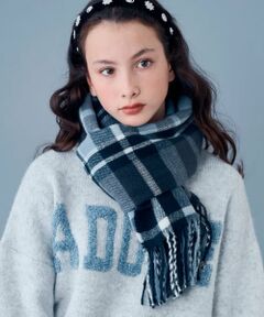 pom ponette junior / ポンポネット ジュニア マフラー・ショール・スヌード・ストール | 【静電気防止】カシミヤタッチチェックマフラー
