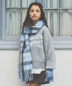 pom ponette junior / ポンポネット ジュニア マフラー・ショール・スヌード・ストール | 【静電気防止】カシミヤタッチチェックマフラー