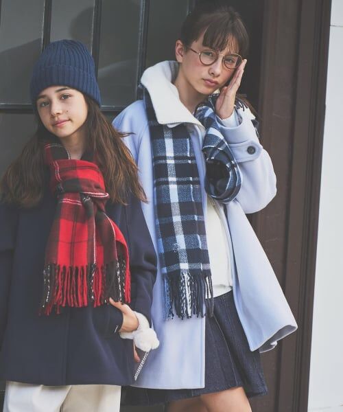 pom ponette junior / ポンポネット ジュニア マフラー・ショール・スヌード・ストール | 【静電気防止】カシミヤタッチチェックマフラー | 詳細18